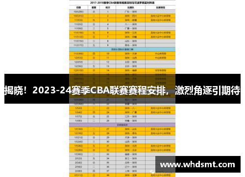 揭晓！2023-24赛季CBA联赛赛程安排，激烈角逐引期待